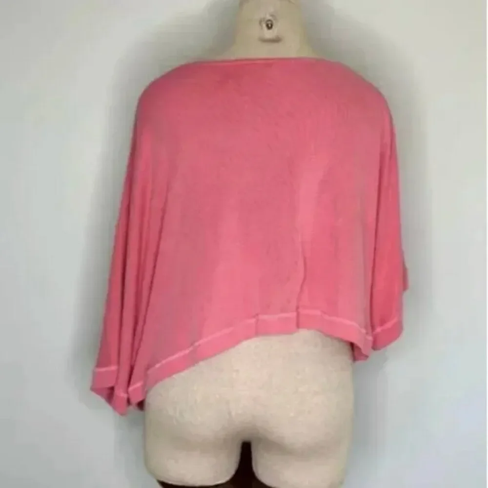 Free People Women's Off-the-Shoulder Asymmetrical Modal Pink Crop Top Size Large
